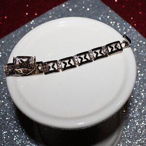 Vintage 1950's Reinad Gold Tone and Rhinestone Bracelet